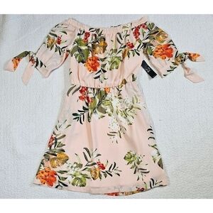 NWT - New York & Company Peach Floral Off the Shoulder Dress